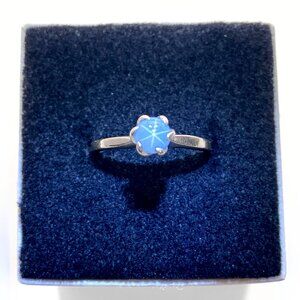 10k Solid White Gold Genuine Light Blue Star Sapphire Estate Ring (size 6)